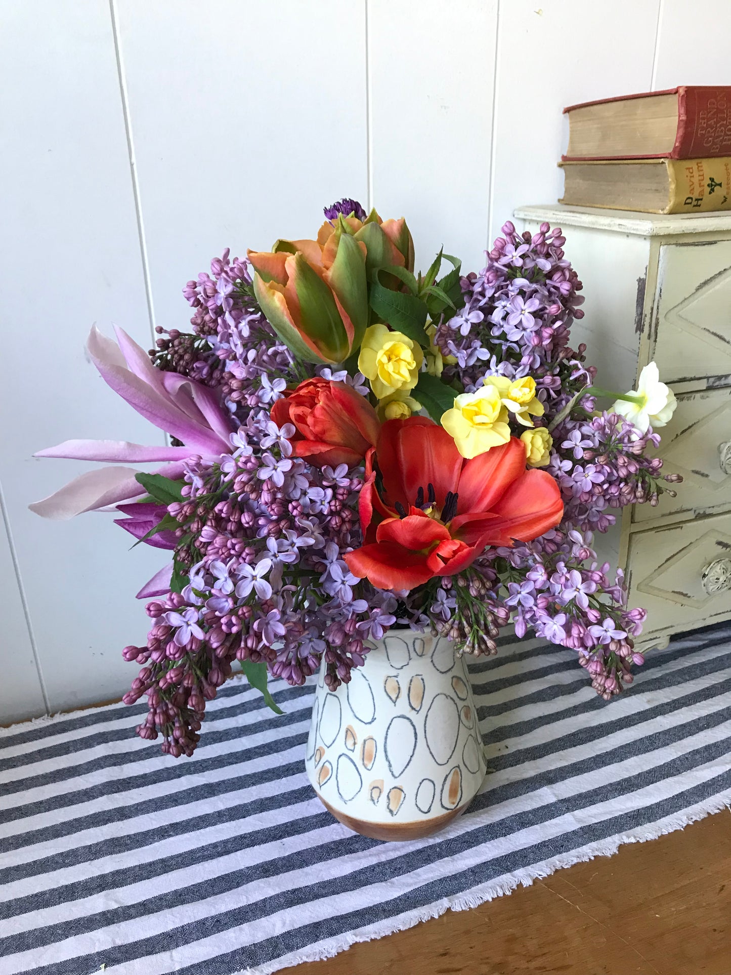 Mother's Day Arrangement - Handmade Pottery Vase